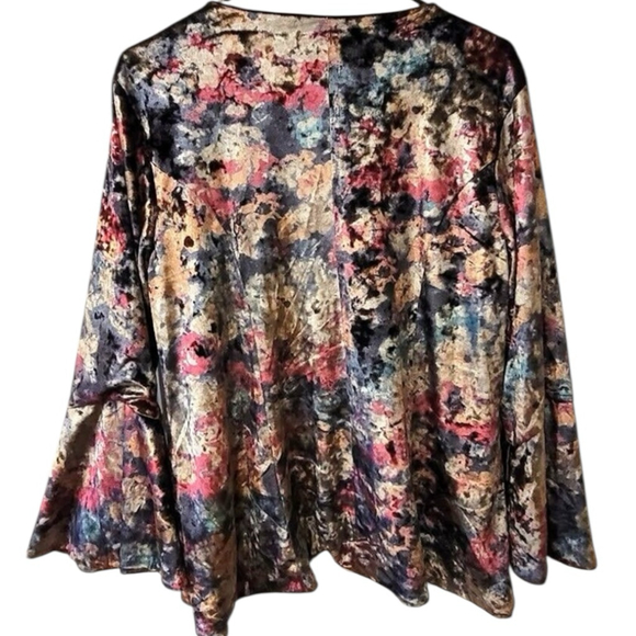 POL Dark Velvet Blazer Multicolor 3/4 Bell Sleeve Size M (19.5”PTP) NWT - Picture 8 of 8